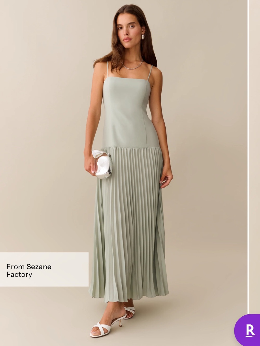 Kourt Pleated Maxi Dress in Pale Sage